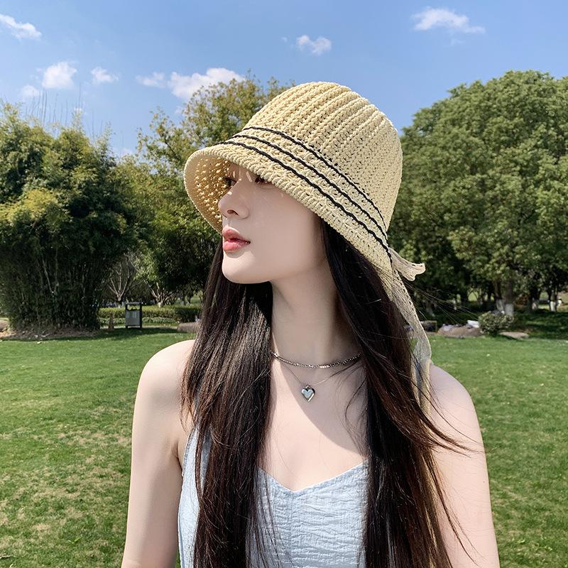 Korean Casual and Versatile Sun shading Hollow Fisherman Hat Thin Braided Temperament Fashionable Fisherman Hat Women Spring and Summer Face Small