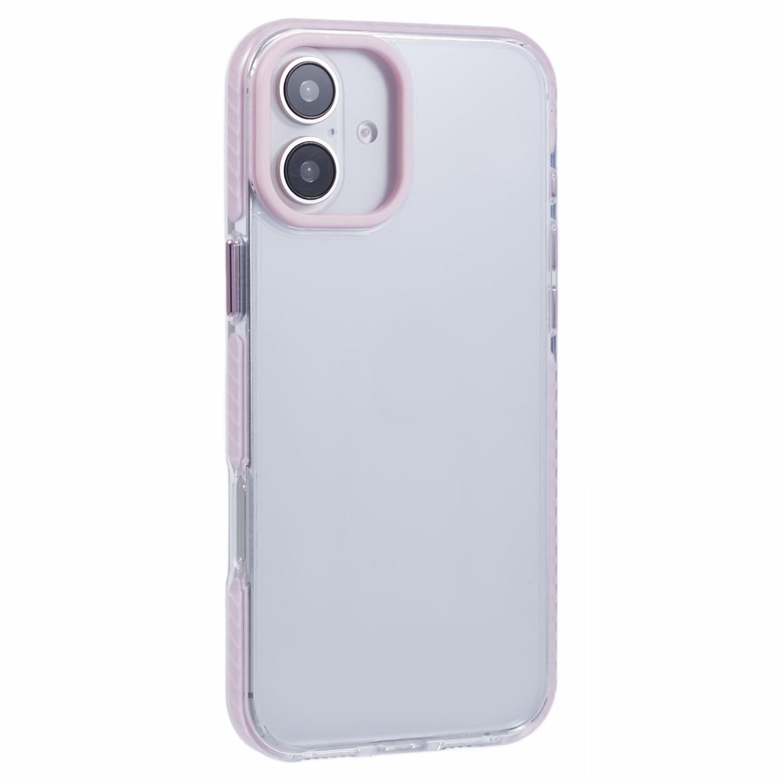 

For iPhone 16 Clear Case TPU+PC Shockproof Phone Back Cover - Pink