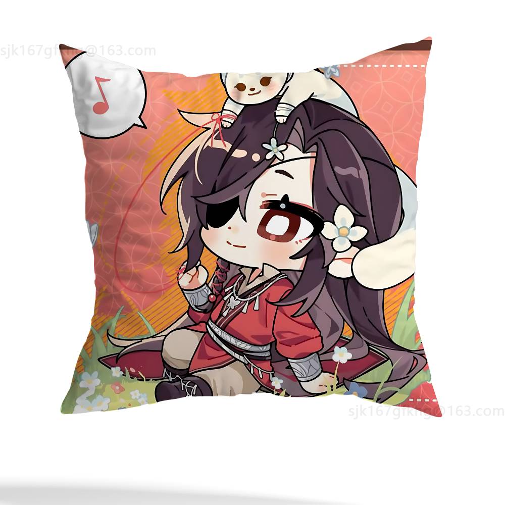 Anime Tian Guan Ci Fu Pillow Case Square Double-Sided Printing Short Plush Sofa Cushion Cover Bedroom Bedside Pillow