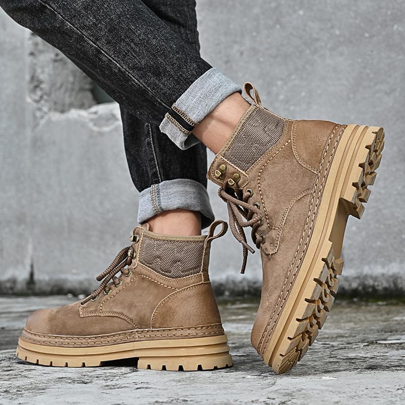 Pánské kotníkové boty s vysokým svrškem Kožené boty Outdoorové boty