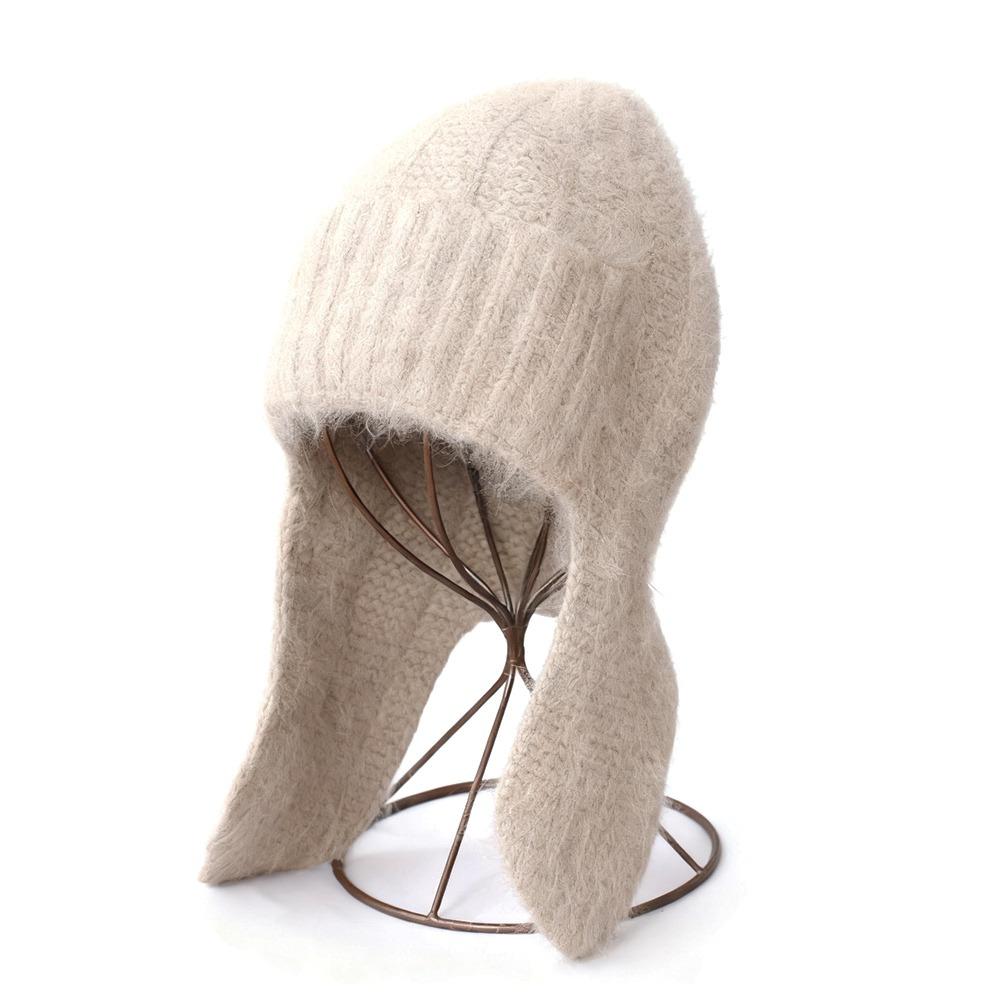 Warm Fur Ear Flap Cap Soft Skullies Beanies Cozy Woman Knit Cap Winter Season