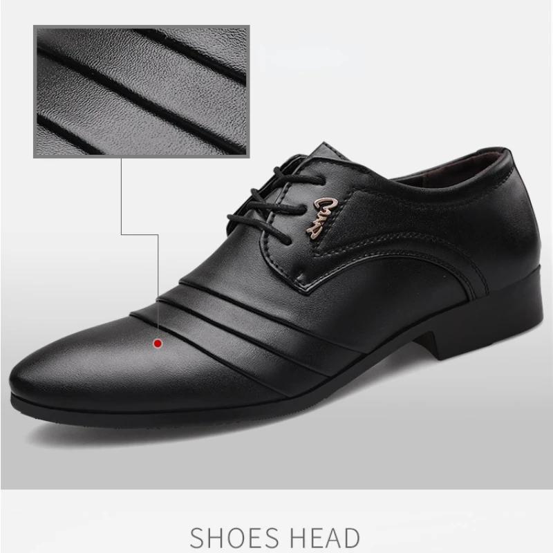 Fashion Luxury Men's Leather Shoes Business Mens Dress Shoes Wedding Dress Loafers Pointy Black Shoes Oxford Breathable Formal Shoes 50