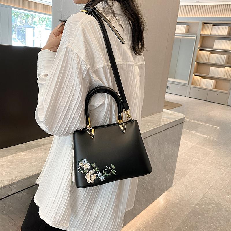 Urban simple fashion tote bag embroidery new Chinese bag handbag matching women's shoulder bag messenger bag