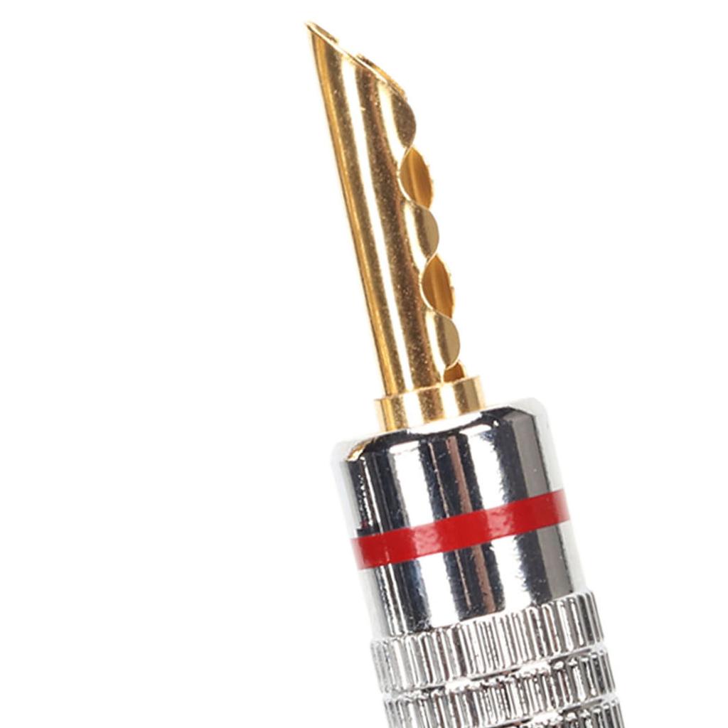 2 Pairs BFA Banana Plug 4mm Gold Plated Brass Serrated Speaker Plug Connectors for Amplifiers