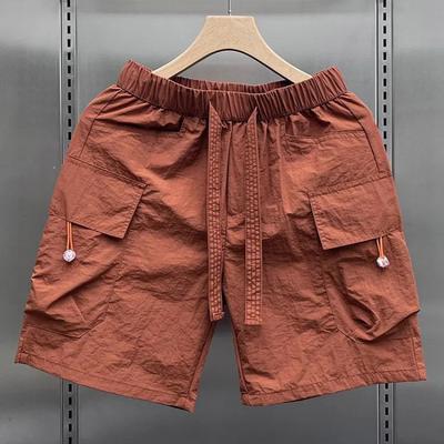 Shorts Homme Beau Vêtements de Travail Grandes Poches Taille Élastique Même Décontracté Pantalon Cinq Points