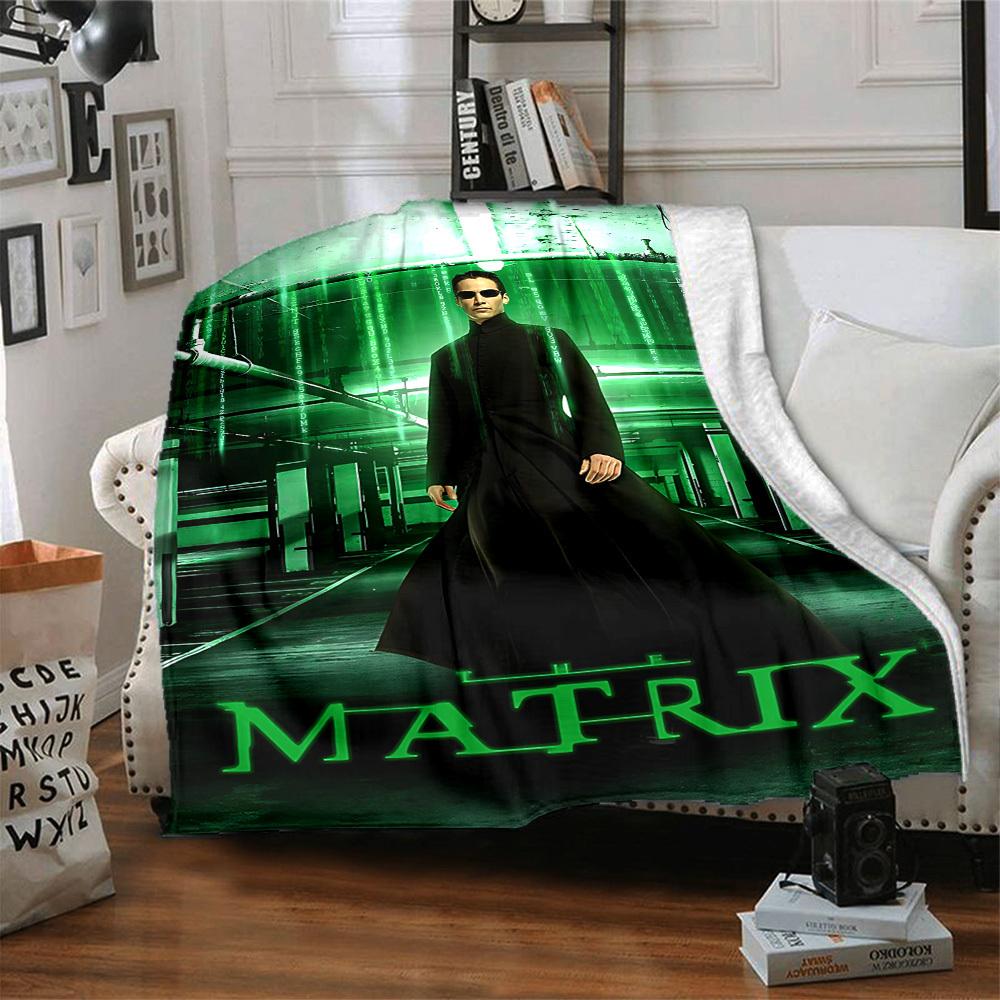 1pc Matrix, Neo Blanket Lightweight Flannel Throw For Sofa, Bed, Travel, Camping, Livingroom, Office, Couch, Chair, And Bed