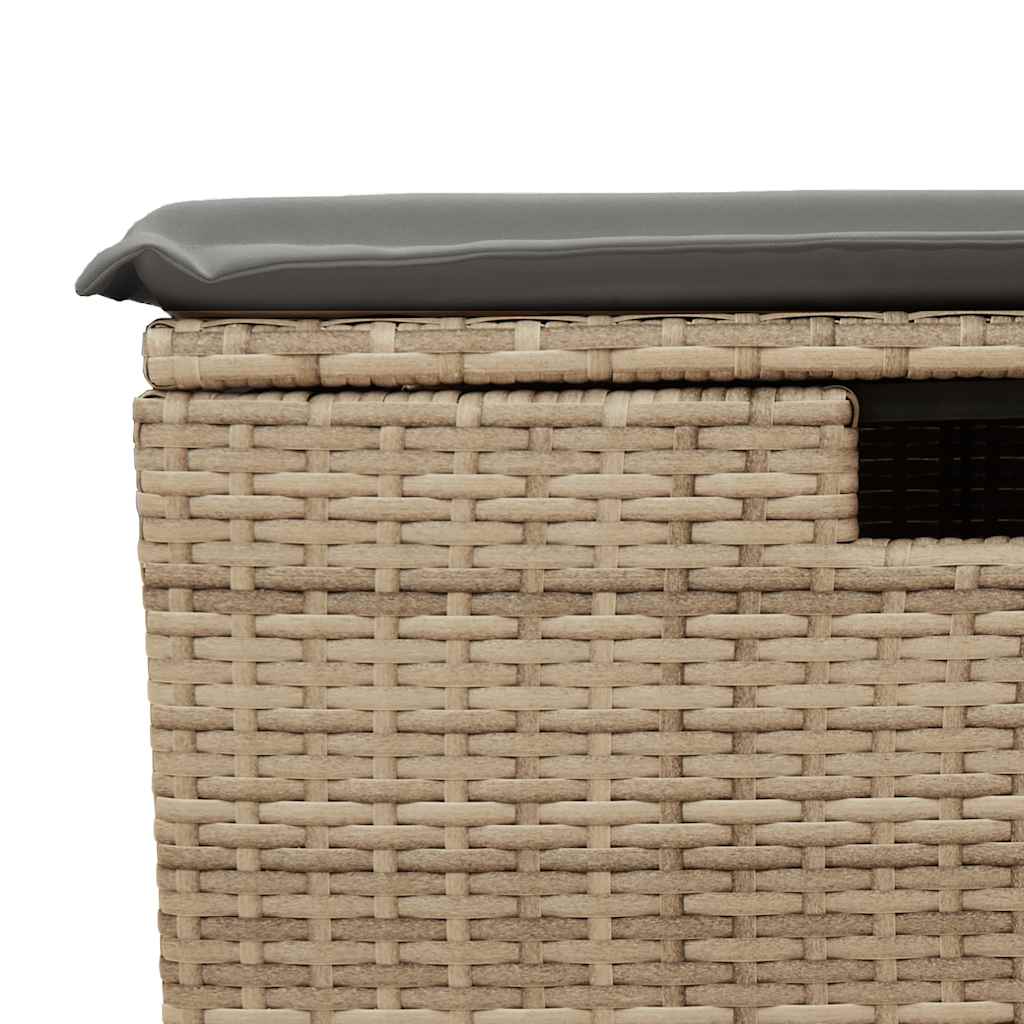 5 Piece Garden Sofa Set with Cushions Beige Poly Rattan