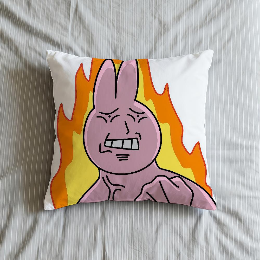 My F-Friend Pink Rabbit Cartoon Cushion Cover Square Decorative Throw Pillow Case Sofa Bed Living Room Birthday Anniversary