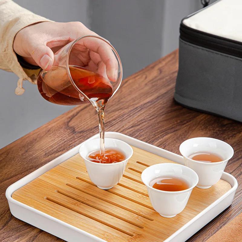 New Drinkware Set Chinese Kung Fu Travel Tea Set Ceramic Portable Teacup Porcelain Gaiwan Tea Cup Mug of Tea Ceremony Teapot