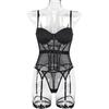 Sexy Mesh Bras Set Luxury Brand Bodysuit Backless Tops for Women 3 Piece Lingerie Set with Garter Sexy Underwear Set for Women