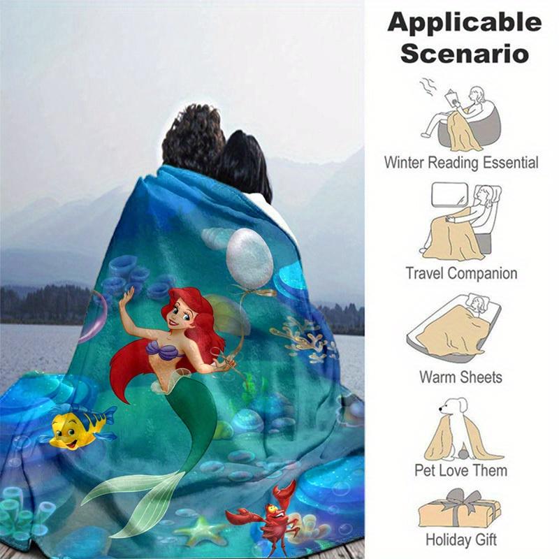 The Little Mermaid Cartoon Blanket, Short Plush Cute Warm Blanket, Living Room Home Decoration Sofa Four Seasons Travel