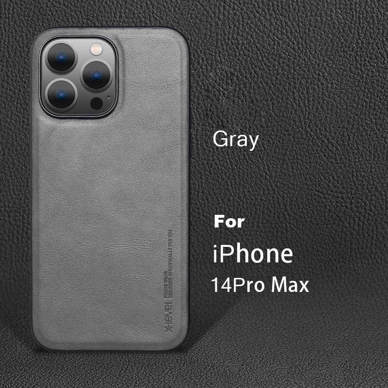 Funda For iPhone 14 Pro Max Case Vintage Leather + TPU Protective Back Cover for iPhone 14 Pro