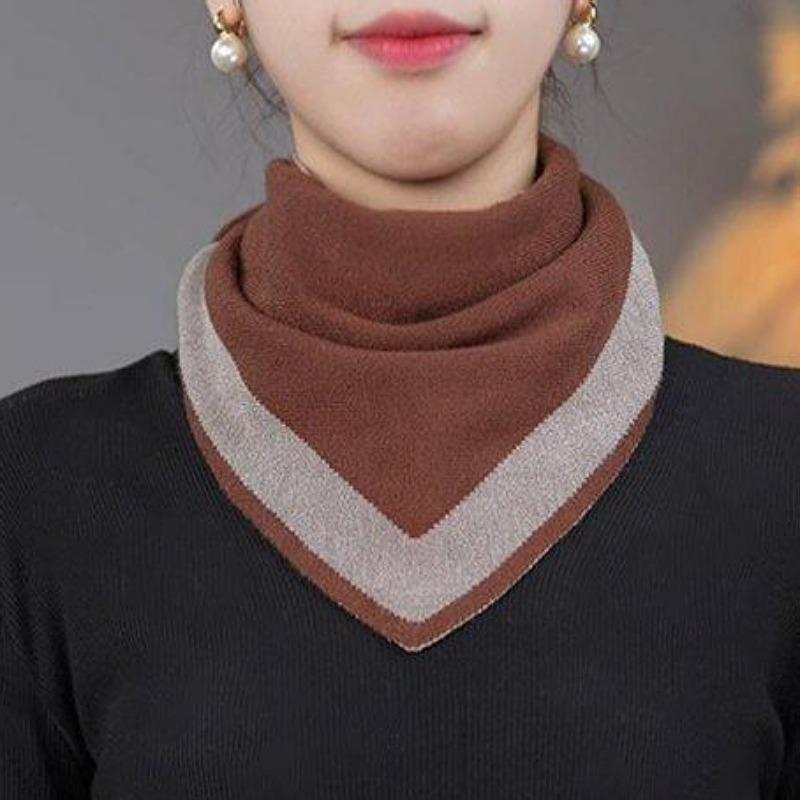 Reversible Solid Scarf Winter Thick Triangle Shawl Double Sided Warm Versatile Knit Scarf Women