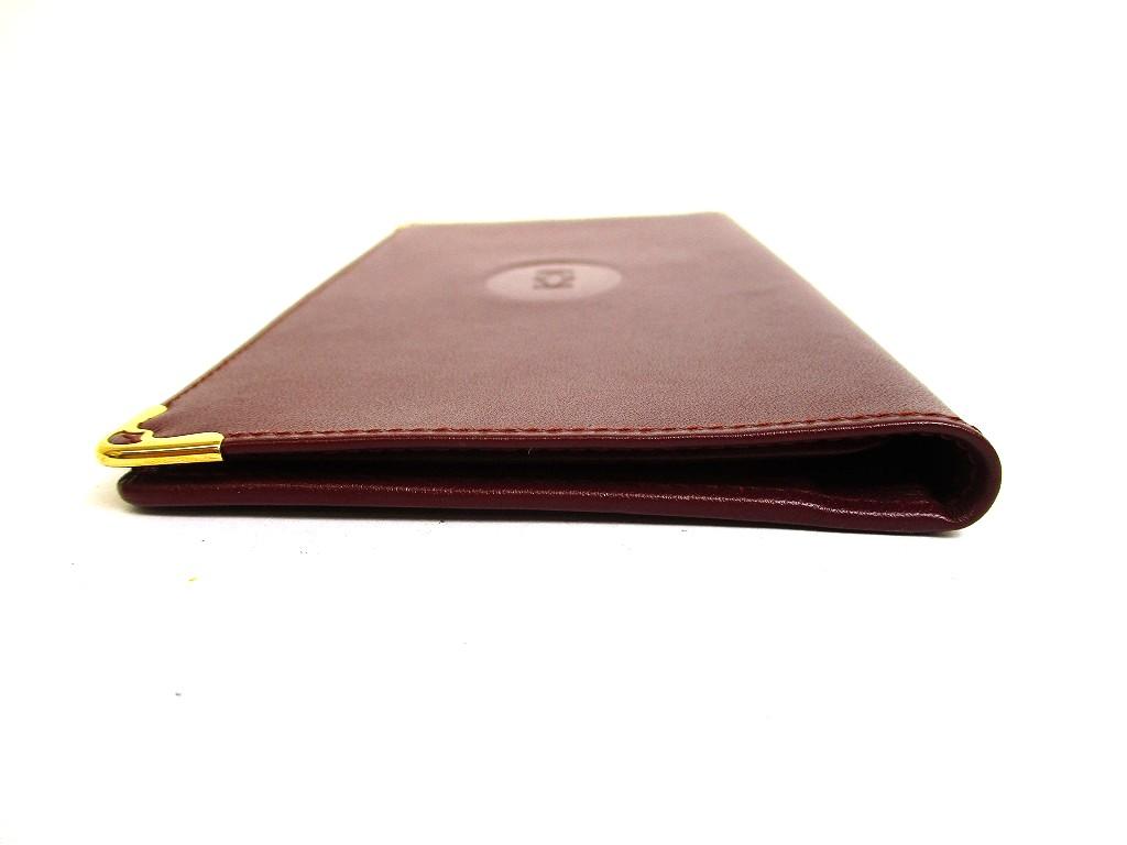 Authentic Cartier Must De Cartier Bordeaux Leather Flap Bill Wallet Checkbook Holder #b244  Open Box