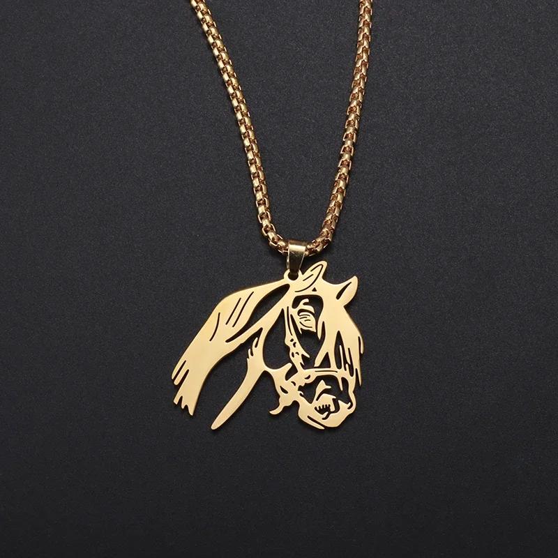 Exquisite Stainless Steel Horse Head Pendant Necklace for Men Women Fashion Statement Animal Zodiac Jewelry Keepsake Gift