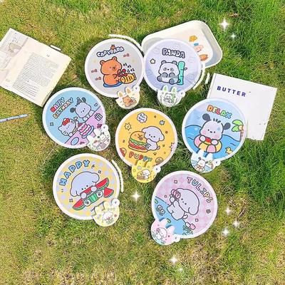 Taşınabilir Karikatür Katlanır Fan Kawaii Yaratıcı Katlanabilir Fan Serin Yaz El Fanı Uçan Disk Cep Bez Fan Çocuklar İçin Hediyeler