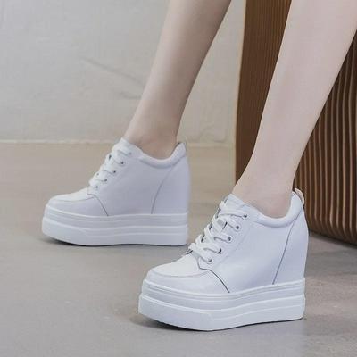 2024 Spring Women's Height-Increasing Sports Shoes, Breathable White Thick-Sole Casual Daddy Sneakers, 11CM Lift
