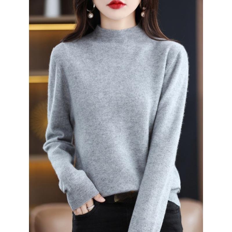 

DAFIFY Женская мода повседневная осень-зима однотонный принт длинный рукав полуводолазка свитера XXL серый