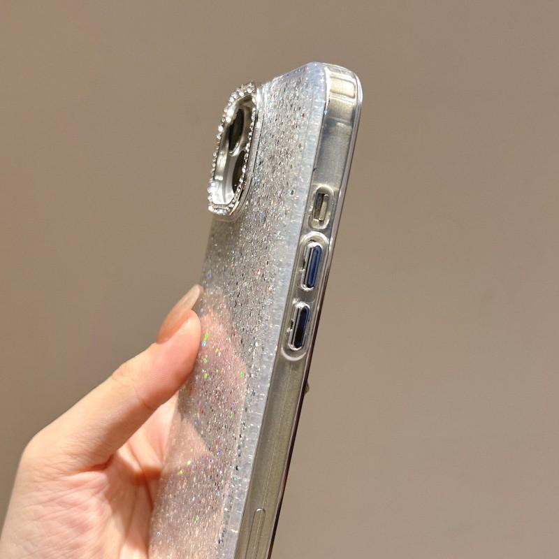 Lepidlový kapací materiál Třpytivý kryt na telefon Vhodný IPhone 16 Promax Apple 15 Plus Průhledný Jednoduchý 14