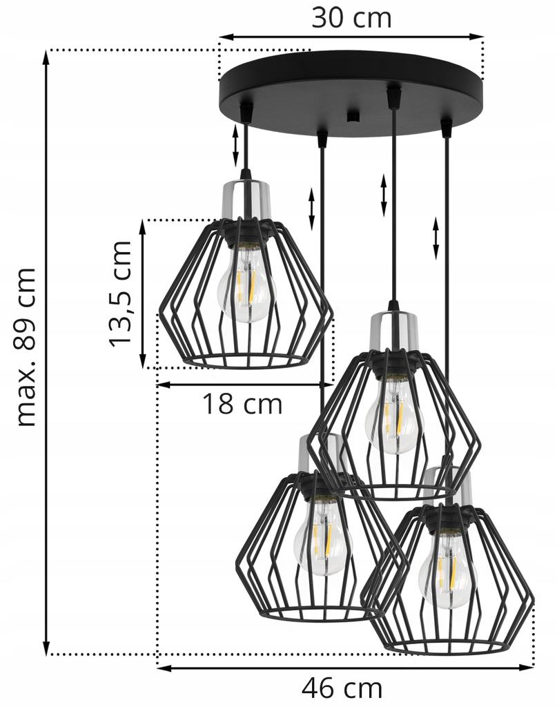 Hanging Lamp, Ceiling Chandelier, Wire Shade, Led