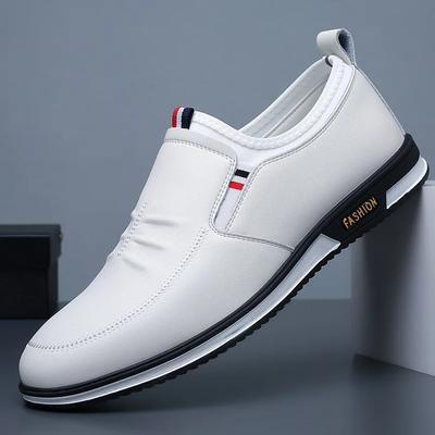 Moda 2024 Primavera Macio Homens Sapatos Casuais Sapatos de Couro Branco Moda Mocassins Baixos Sapatos Formais de Negócios Tênis Masculinos Zapatos
