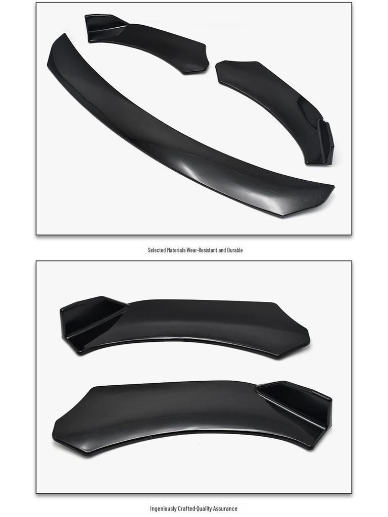 Universal Carbon Fiber Pattern Front Lip Kit for Cars - Three-Piece Accessory Set