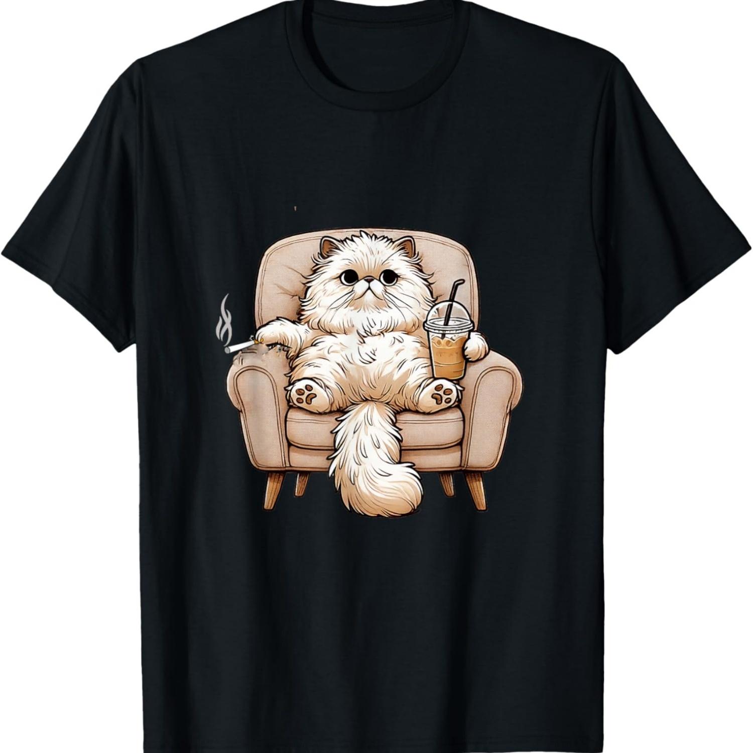 Cigarette Kitten Funny Humor Smoking Cat Meme Cigarette T-Shirt S