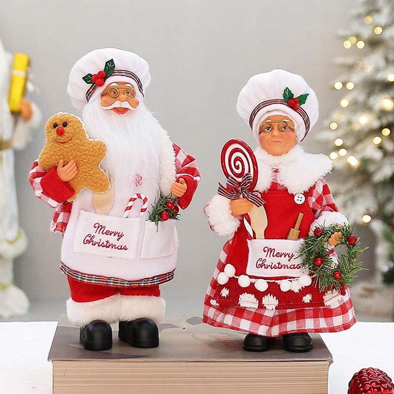 Christmas Dining Table Decorations Exquisite Mrs. Claus Design Christmas Sculptures Christmas Doll Christmas Atmosphere 32x17x9cm