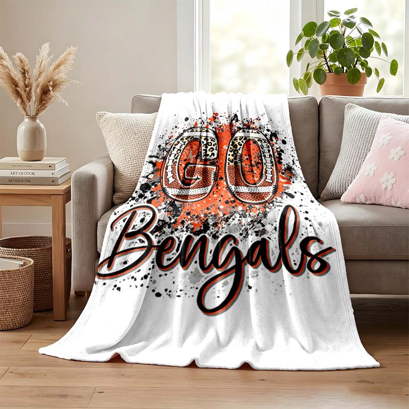 Cincinnati Bengals Blanket Flannel Blanket Soft Cozy Plush Throw for Sofa Bed Lightweight Home Decoration
