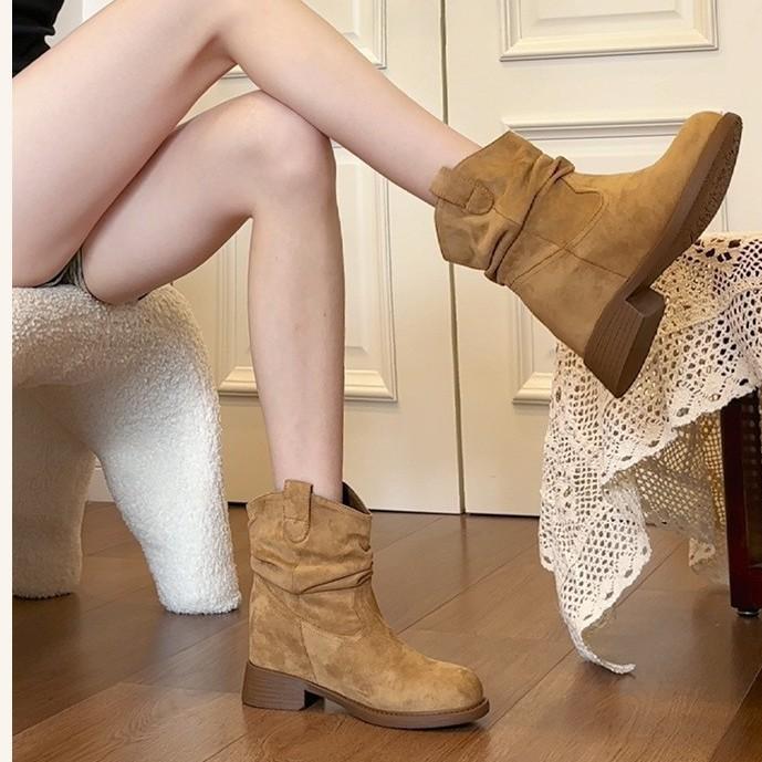 Inner Heightening Western Style Cowboy Boots Autumn And Winter Martin Boots Children'S French Knight Short Boots