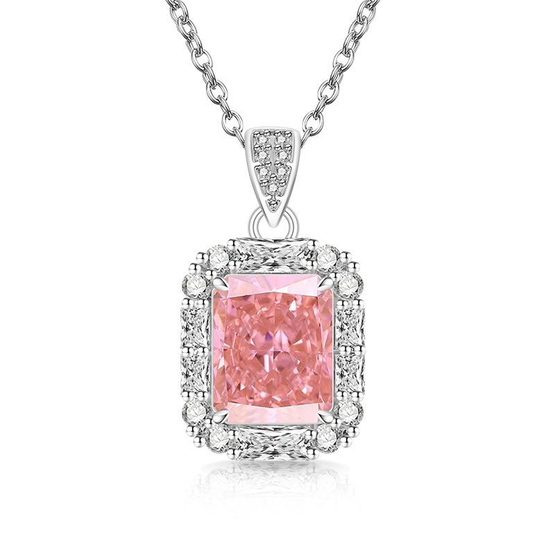 2026 Colored Treasure Ice Flower Cut High Carbon Diamond Necklace Fashionable Luxury Electroplated Real Gold Pendant