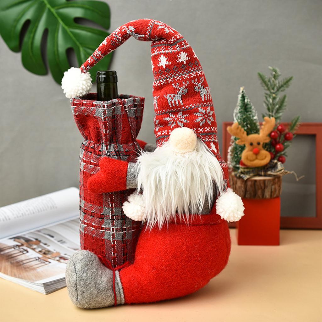 1 Set Christmas Faceless Doll Wine Bottle Cover Christmas Party Wine Bottle Cover Faceless Doll Wine Bottle Sleeve for Party