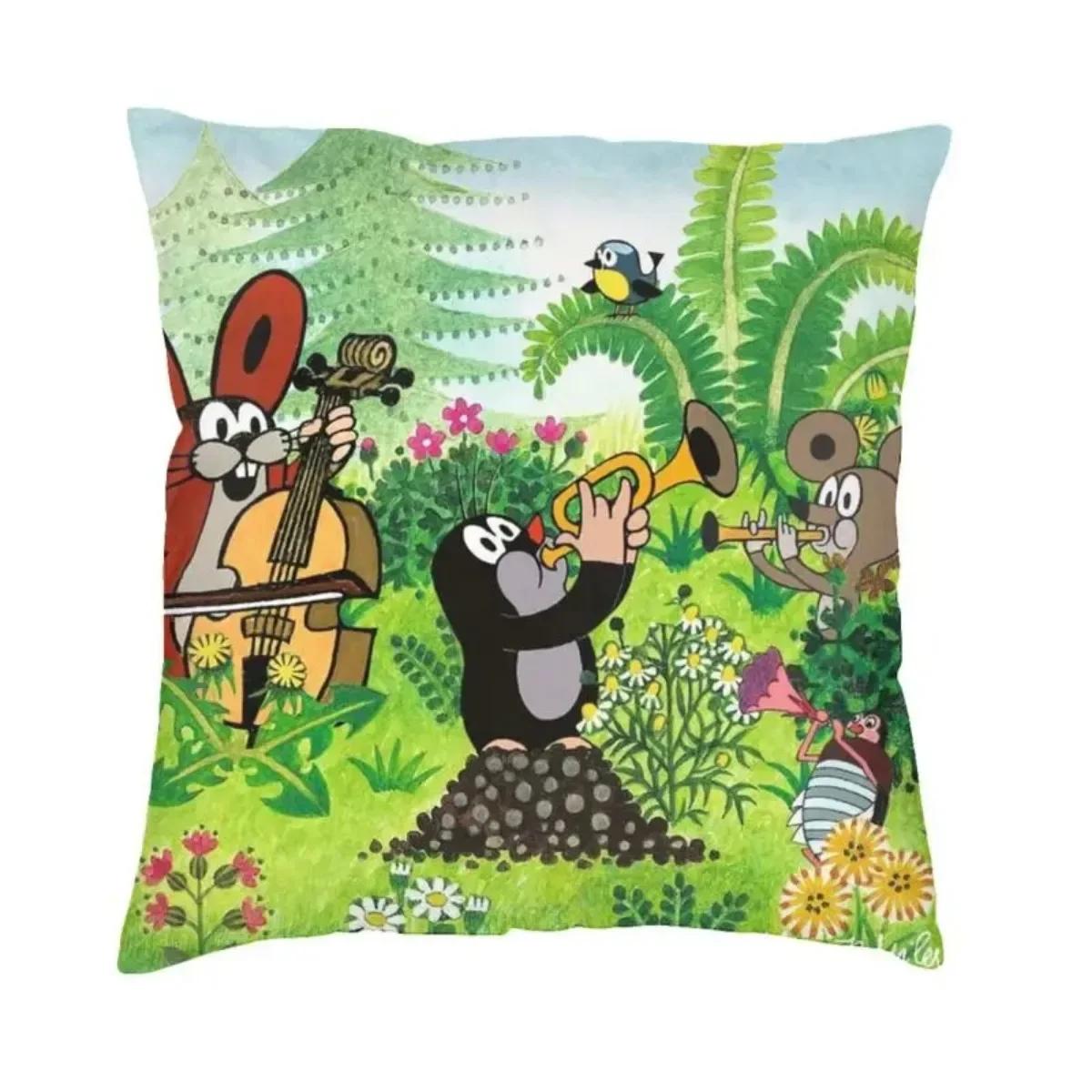 Мода Крот Наволочка Полиэстер Чешские Мультфильмы Кротик Крот Декоративная Подушка для Дивана Квадратная Наволочка Украшение Спальни 45x45cm серый