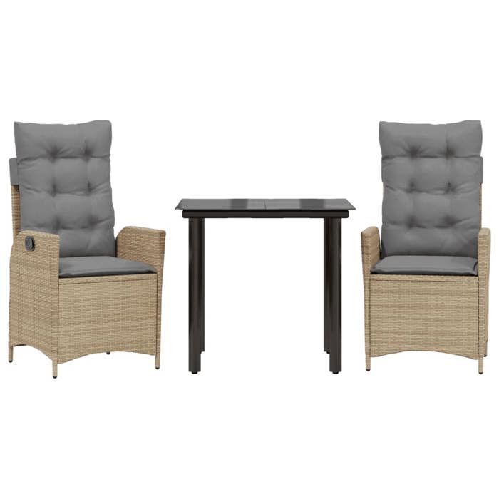 VidaXL 3-Piece Garden Dining Set with Cushions, Patio Table and Chair, Patio Furniture, Outdoor Furniture, 3213264