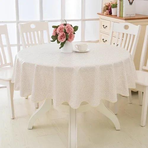 2 Meter Lace Edge Circular Coffee Table Mat PVC Circular Tablecloth Waterproof Anti Scald Anti Oil Wash Free Cloth