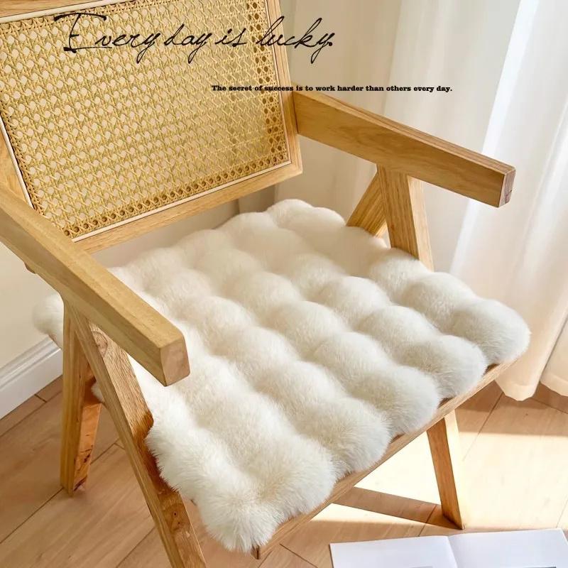 Rabbit Plush Chair Cushion Computer Chair Cushion Office Casual Dining Chair Cushion Thickened Student Stool Seat Cushion