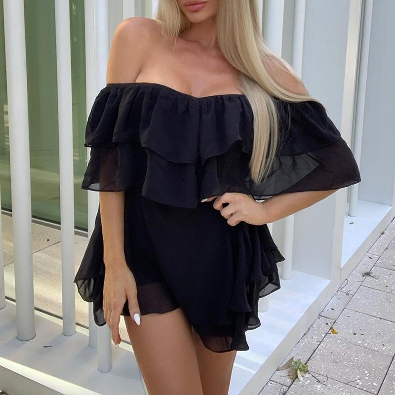 Women's Fashion Summer Spring Solid Color Print Sleeveless One Shoulder Middle Waistline Casual Dresses