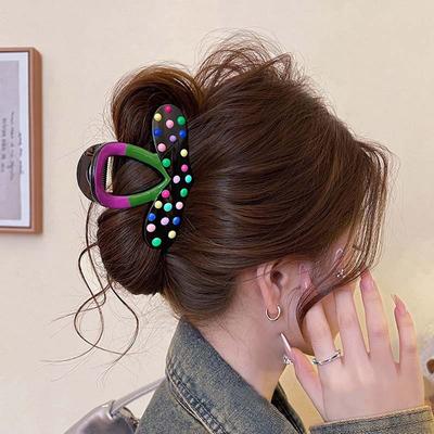 Koreanische bunte gepunktete Herz-Haarklammer für Frauen Neue süße Tropföl-Haifischklemme Kopfschmuck Haarschmuck