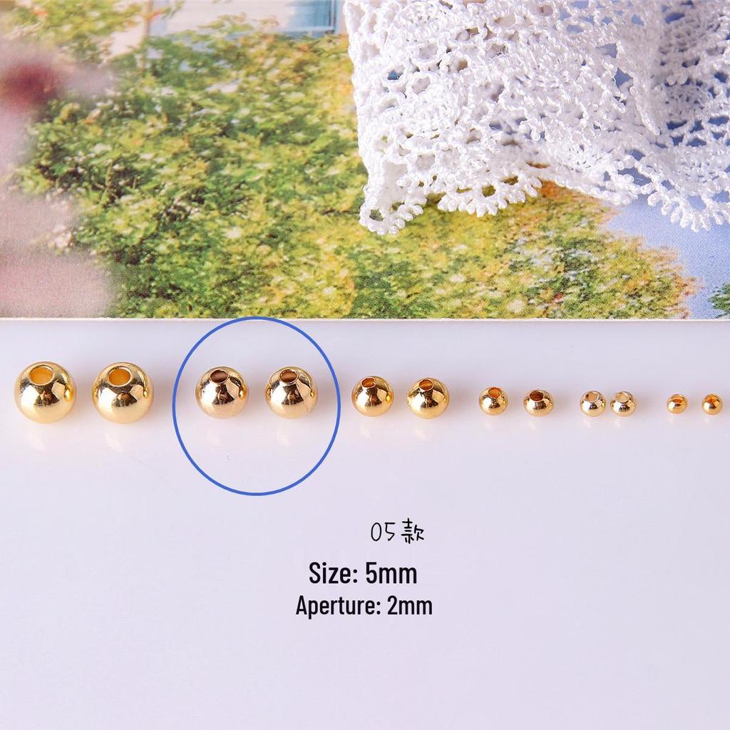 18k Gold Color-Preserving Beads: Small Round Gold-Filled Spacer Beads for DIY Jewelry and Handmade Bracelets.