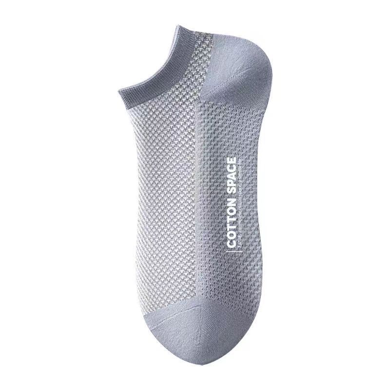 Male Summer Thin Mesh Solid Color Antibacterial Antiodor Sweat Absorption Breathable Invisible Socks