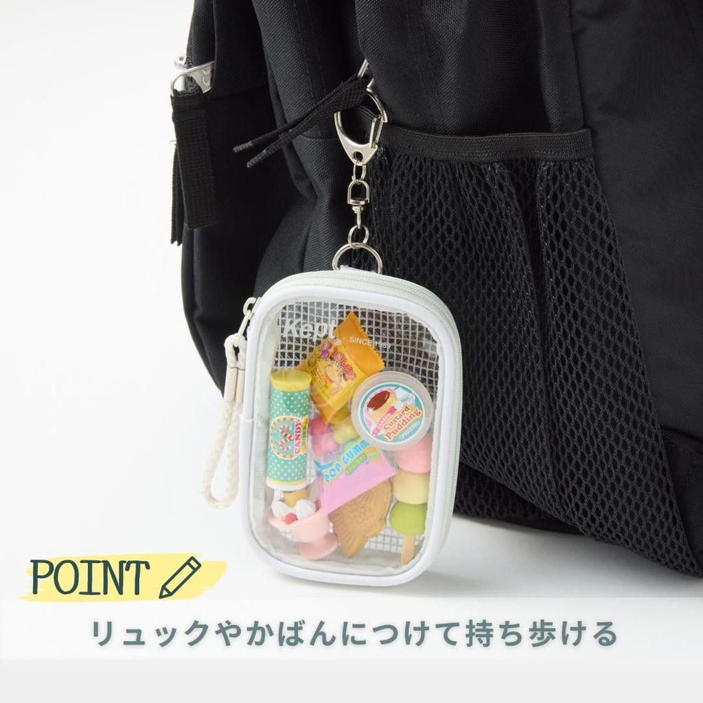 Raymay Fujii Kept KP1435B Mini Pouch Acrylic Stand Case Black Clear Pockets Keychain PVC Polyester W85 X H125 D20mm Storage