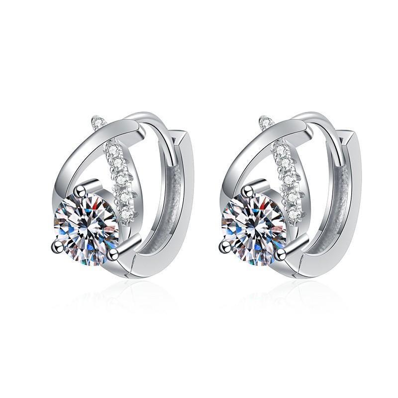 Elegant Cross Design Moissanite Stud Earrings Sterling Geometric Fashion Jewelry Women Valentines Gift 5mm Moissanite