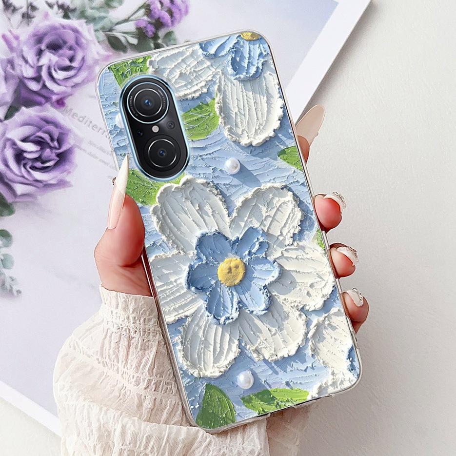 For Huawei Nova 9 SE Case Nova9 Pro Luxury Flowers Painted Cover Soft Slim Phone Case For Huawei Nova 9 Pro Nova9 SE Fundas Bags