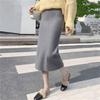 Autumn Winter Women's Knitted Half Skirt High Waist Midi Wool Versatile Split Bodycon Long Skirt to Match Sweaters