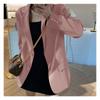 2025 Spring Autumn Women's Brown Blazer, Korean Style Loose Fit Casual Jacket with Notched Lapel, Internet Famous Office Wear for Daily Outfits