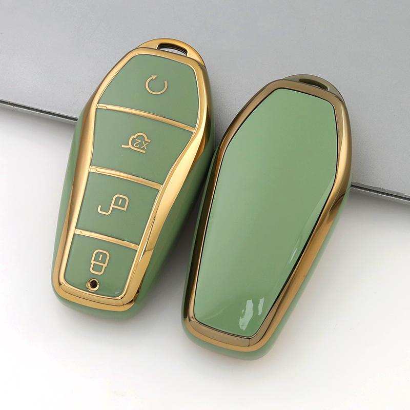 Car Key Case Protect Cover For Byd Qin Plusdmi Atto 3 Han Ev Dolphin Durable 4 Button Tpu Key Case Key Chain Auto Accessories
