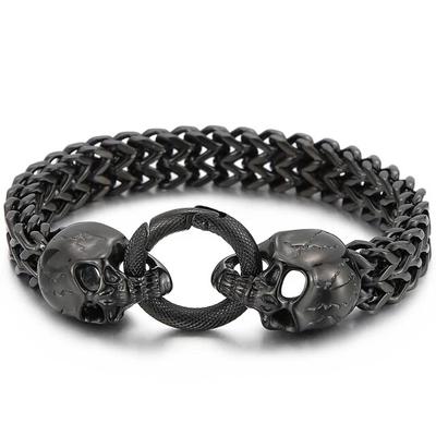 Bracelets tête de mort Steampunk Rock pour hommes, en acier inoxydable, bijoux squelette de motard, cadeau d'anniversaire massif pour garçons