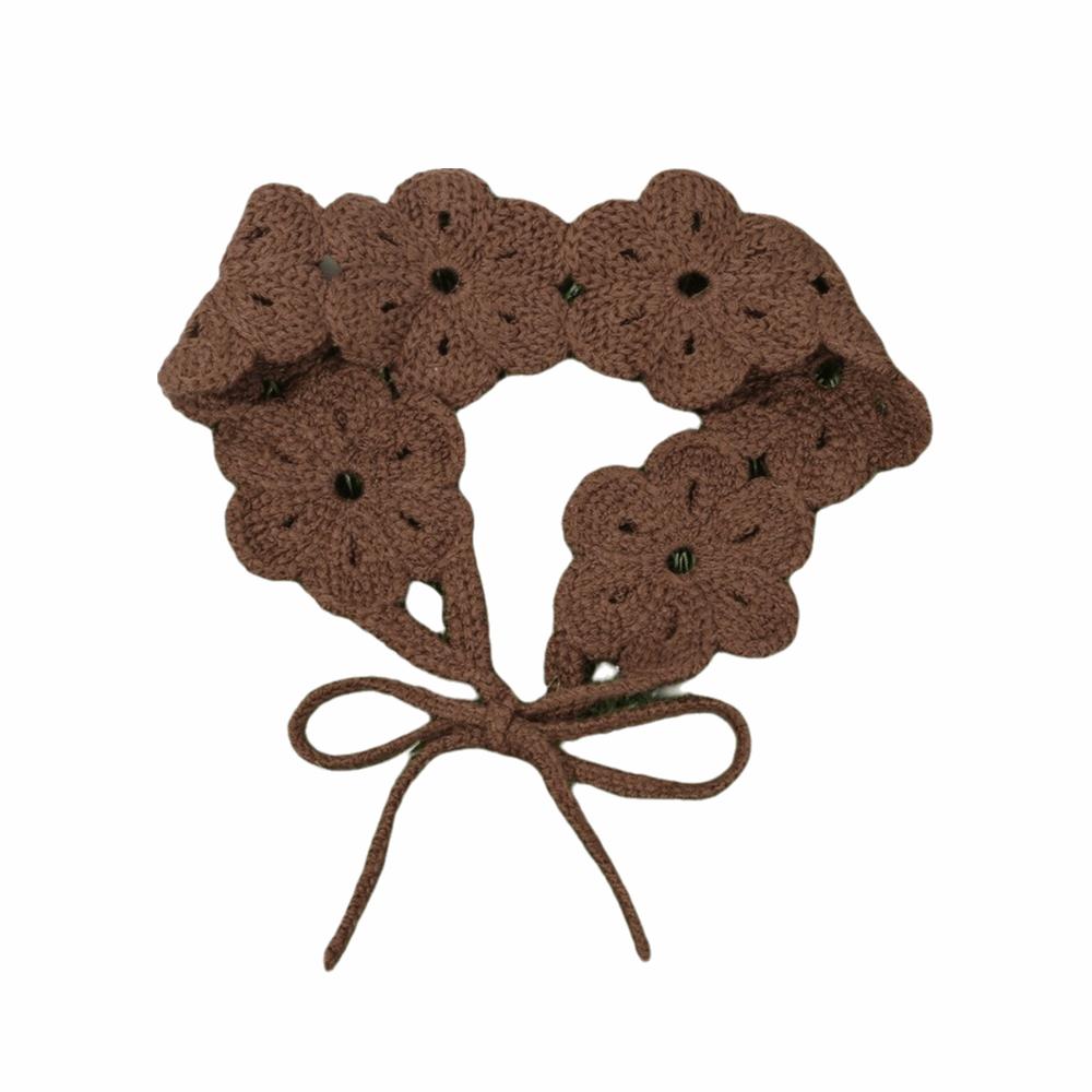 Solid Color Knitted Flower Hair Band Headwrap Hair Scarf Hair Accessories Knitting Headband Women