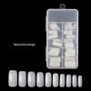 Korean Style Natural Crystal Full & Half Cover False Nail Tips - 100 Pieces Boxed French Manicure