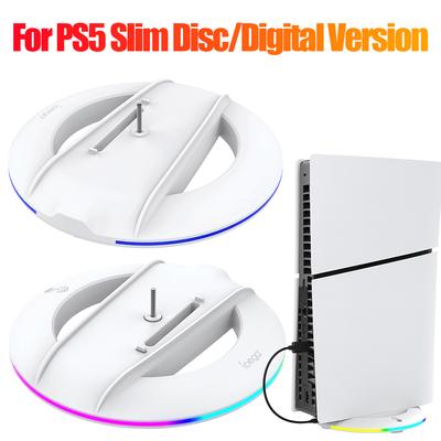 RGB Vertikaler Ständer Stabile LED-Basis Gaming-Ständer Spielkonsolen-Basis mit Pad für PS5Slim Konsole für PS5 Slim Disc/Digitale Version